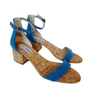 Steve Madden Size 10 Denim Cork Block Heel